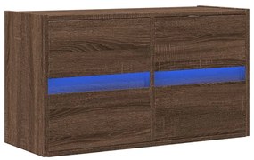 barna tölgyszínű fali TV-szekrény LED-del 80 x 31 x 45 cm
