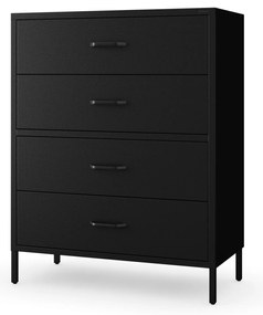 Fekete fém komód fiókokkal és lábakkal – CARLA Modern 800 x 1015 x 400 mm