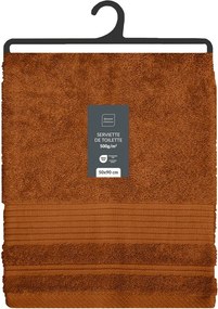 Terrakotta színű frottír pamut törölköző 50x90 cm Tendresse – douceur d'intérieur