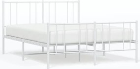vidaXL fehér fém ágykeret fej- és lábtámlával 140 x 190 cm