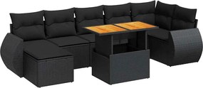 vidaXL 8 részes fekete polyrattan kerti ülőgarnitúra párnákkal