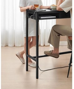 Bárasztal, magas konzolasztal töltőállomással és szövet fiókkal, fekete