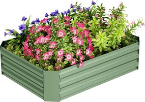Outsunny Felső Emelt Kertágy acélból, Ültetőágy Hidegkeret Kertágy Virágtartó állítható, Ültetődoboz Zöldségágy 120x90x30cm Kert Balkonra, Virág, Növé