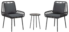 Kert étkező szett 3 pcs Fekete és Antracit Poli rattan és acél