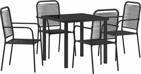 vidaXL Kert étkező szett 5 pcs Fekete Porszórt acél