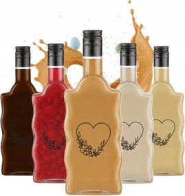 5x Palack Hullám 500ml Nyomtatott Szív Ajándék Palackok Üveg Tinktúrák Likőr