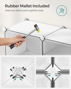 Összekapcsolható cipőtartó állvány fehér színben