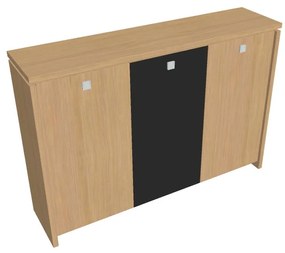 Verno közepes gardrób 188 x 46 x 130 cm, kombinált ajtó, világos tölgy / fekete