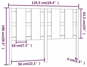 mézbarna tömör fenyőfa ágyfejtámla 125,5x4x100 cm