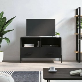 Fekete szerelt fa TV-szekrény 80 x 36 x 50 cm