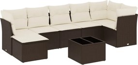 vidaXL 8 részes barna polyrattan kerti ülőgarnitúra párnákkal
