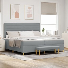 Boxspring Ăgy Matracokkal Ă©s Pad Light Grey 200x200 cm Szövet