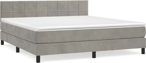 vidaXL világosszürke bársony rugós ágy matraccal 160x200 cm