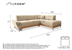 Türkiz kinyitható sarokkanapé (jobb oldali) Dazzling Daisy – Miuform