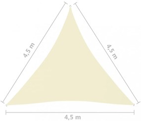 krémszínű háromszögű oxford-szövet napvitorla 4,5 x 4,5 x 4,5 m