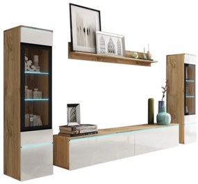 VERA II nappali fal, magasfényű fehér/wotan