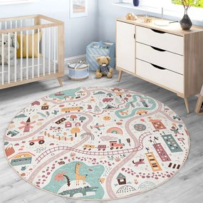 Mosható gyerek játszószőnyeg ø150 cm Furry World – Mila Home