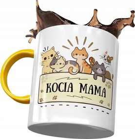 Sárga Bögre Cicával Cuki Ajándék Nyomtatott Fotóval