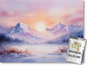 Fotótapéta Flizelina Tájkép Hegyek Erdő Tó Köd Tél Hó 312x219 ragasztó