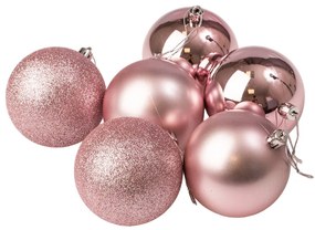 6db-os 8cm-es karácsonyi gömb szett - Rózsaszín
