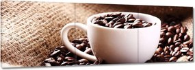Vászonkép 90x30 Kávébabokkal teli csésze