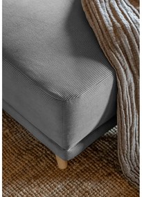 Szürke kordbársony kinyitható sarokkanapé (jobb oldali-U alakú) Lazy Lukka – Miuform