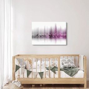 Kép - Panoráma a városra, rózsaszín-szürke (90x60 cm)