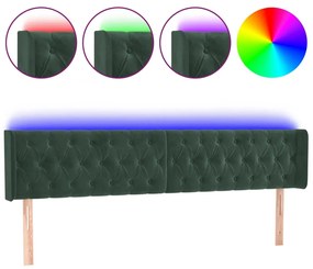 sötétzöld bársony LED-es fejtámla 203 x 16 x 78/88 cm