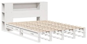 fehér tömör fa könyvespolcos ágy matrac nélkül 120 x 200 cm