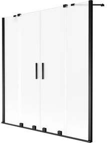 Mexen Velar Duo, 2 szárnyas eltolható kádparaván 150 x 150 cm, 8 mm-es mattüveg, fekete matt, 896-150-000-32-70
