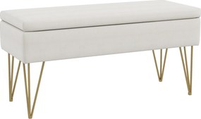 HOMCOM Tárolópad Kárpitozott Pad, Lüktető Hatás, Ágyvégi Pad Acél Lábbal, Hálószobába, Nappaliba, Előszobába, 100 x 40 x 49 cm, Krém | Aosom