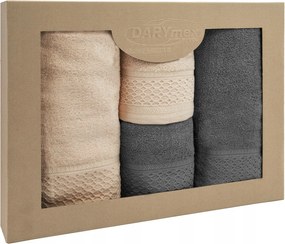Törölköző szett 4 részes Solano Darymex cappuccino sötét hamu