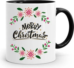 Fekete Karácsonyi Bögre Mikulásra, fényképes nyomtatással