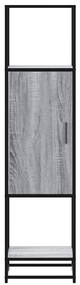 Highboard szürke sonoma 35,5x35x139 cm gépelt fa és fém