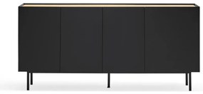 Fekete alacsony komód tölgyfa dekorral 165x78 cm Arista – Teulat