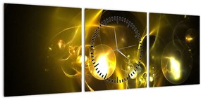 Absztrakt kép sárga gömbök (órával) (90x30 cm)
