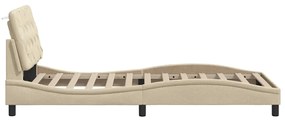 krémszínű szövet ágykeret LED-ekkel matrac nélkül 100x200 cm
