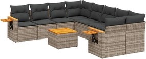 vidaXL 9 részes szürke polyrattan kerti ülőgarnitúra párnákkal