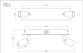 Globo 57998-2 - Spotlámpa DREW 2xGU10/35W/230V fekete