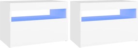 vidaXL 2 db fehér éjjeliszekrény LED-lámpákkal 60x35x40 cm szerelt fa