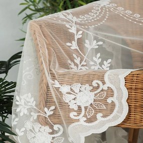 Görög tüllre hímzett függöny, krémszínű 310cm