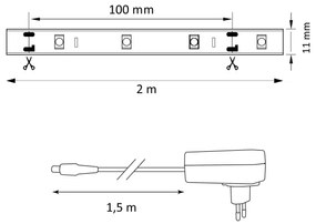LED RGB állítható fényerőjű szalag MAGIC 2 m LED/12W/230V + távirányító