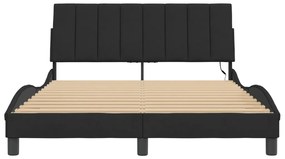fekete bársony ágykeret LED-világítással 120 x 200 cm