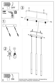 Csillár zsinóron MOSAIC 3xG9/12W/230V fekete/réz