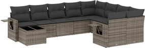 vidaXL 10 részes szürke polyrattan kerti ülőgarnitúra párnákkal
