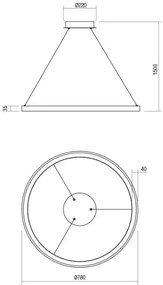 Redo 01-2676-LED Dimmelhető csillár zsinóron ICONIC LED/60W/230V átm. 78 cm arany