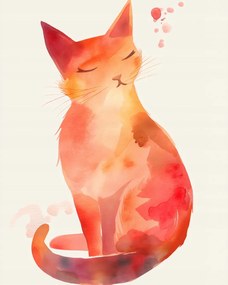 Poszter 40x50cm Akvarell macska