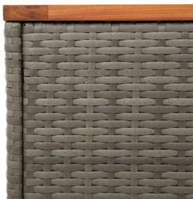 2 db szürke polyrattan és tömör fa kerti kisasztal 55x34x37 cm