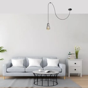 Csillár zsinóron TUBE 1xE27/15W/230V fekete/króm