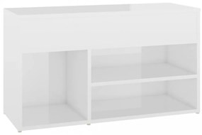 magasfényű fehér szerelt fa cipőtároló pad 80 x 30 x 45 cm